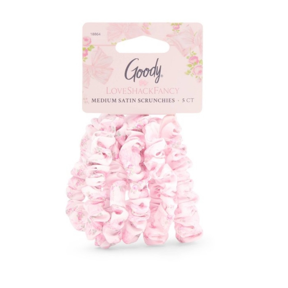 Goody LoveShackFancy Pink Satin Scrunchies